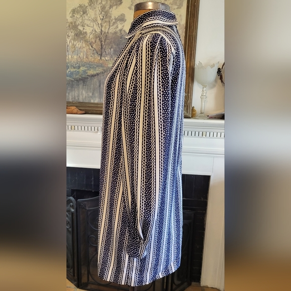 Silkitalia by Robert Janan Blue & White Polka Dots and Striped Mini Dress - Picture 3 of 12